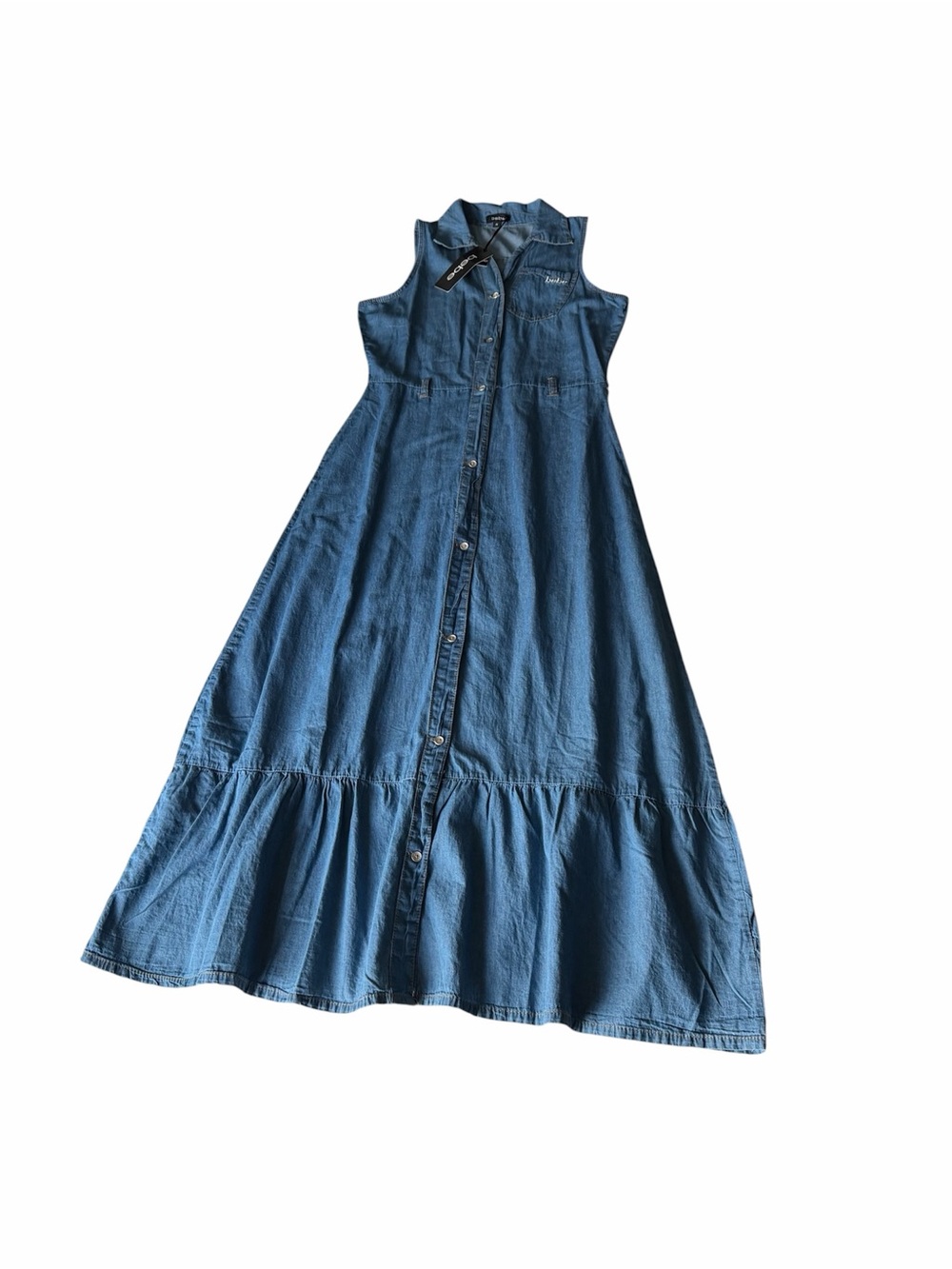 Bebé Denim Button-Front Maxi Skirt in Blue